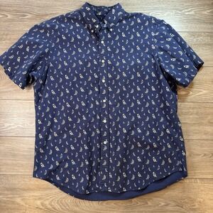 Ralph Lauren XL Nautical Sailboat Shirt Blue‎ Coastal Preppy Button Down Men's